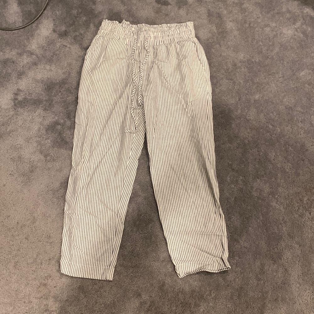 A New Day Straight Leg Linen Striped Pants